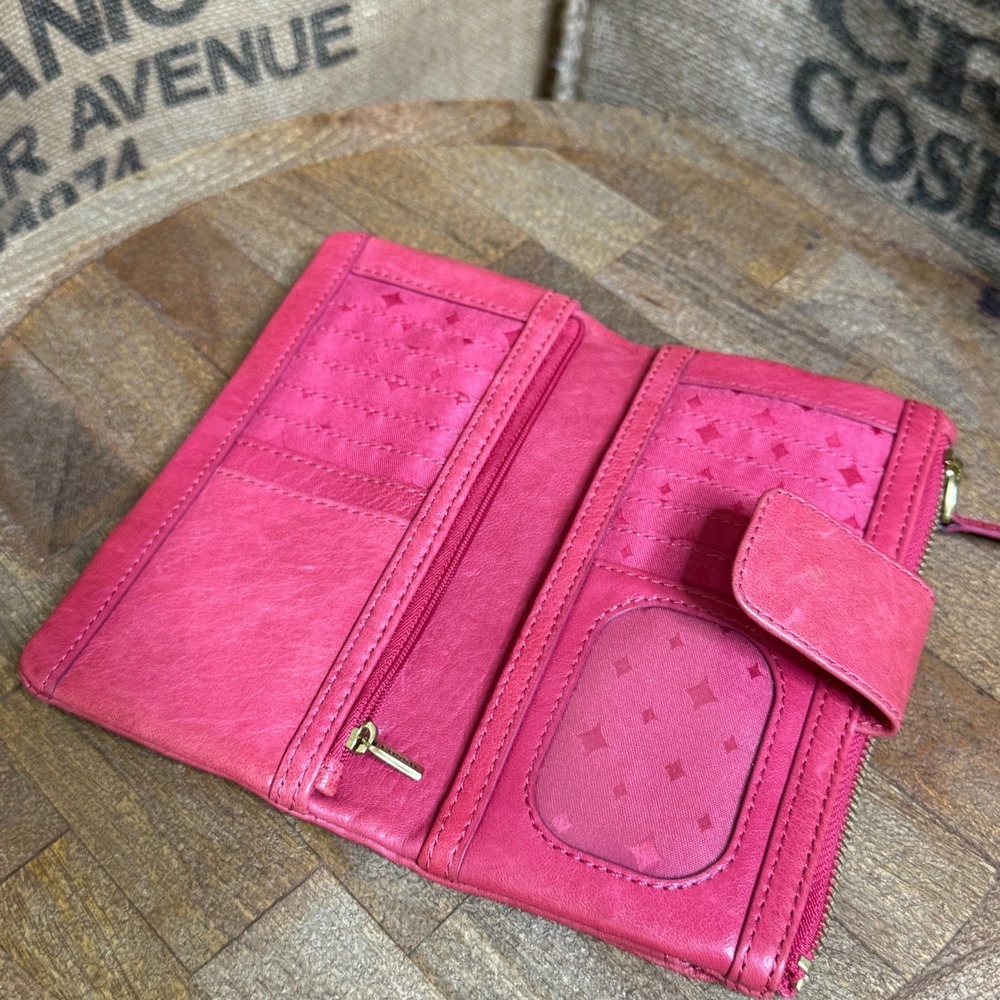 Fossil Lamb Leather Wallet Bi Fold Pink w/ Zipper Pouch CUTE - Picture 5 of 9